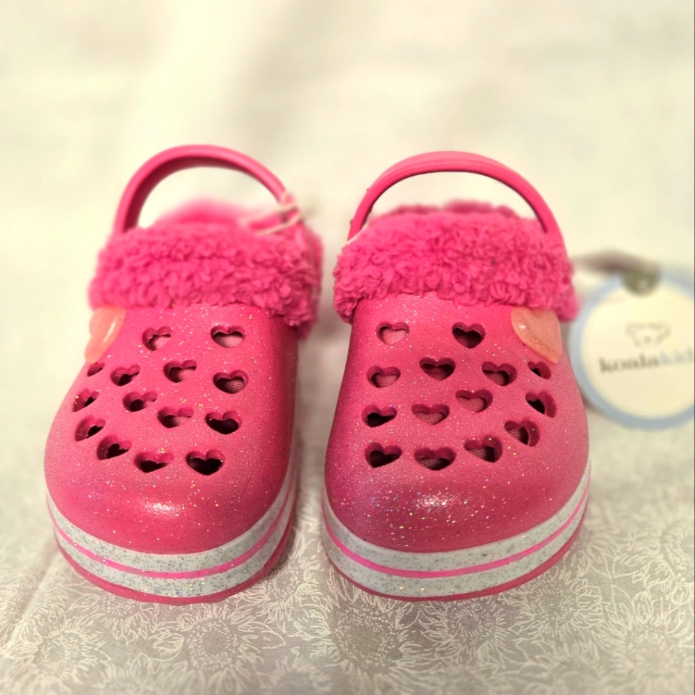 Koala Kids Glittery Pink Heart Slippers